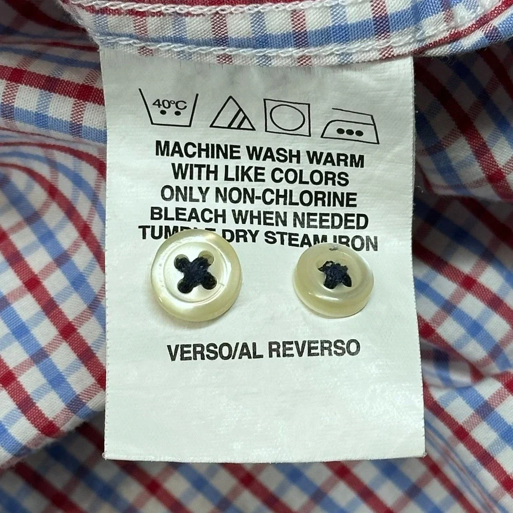 Tommy Hilfiger Ithaca Dress Shirt 16 32-33 Red White Blue Gingham Check Large
